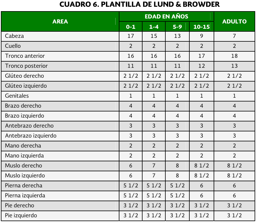 2. Cuadro de plantilla de lund y browder - GPC-IMSS-375-17